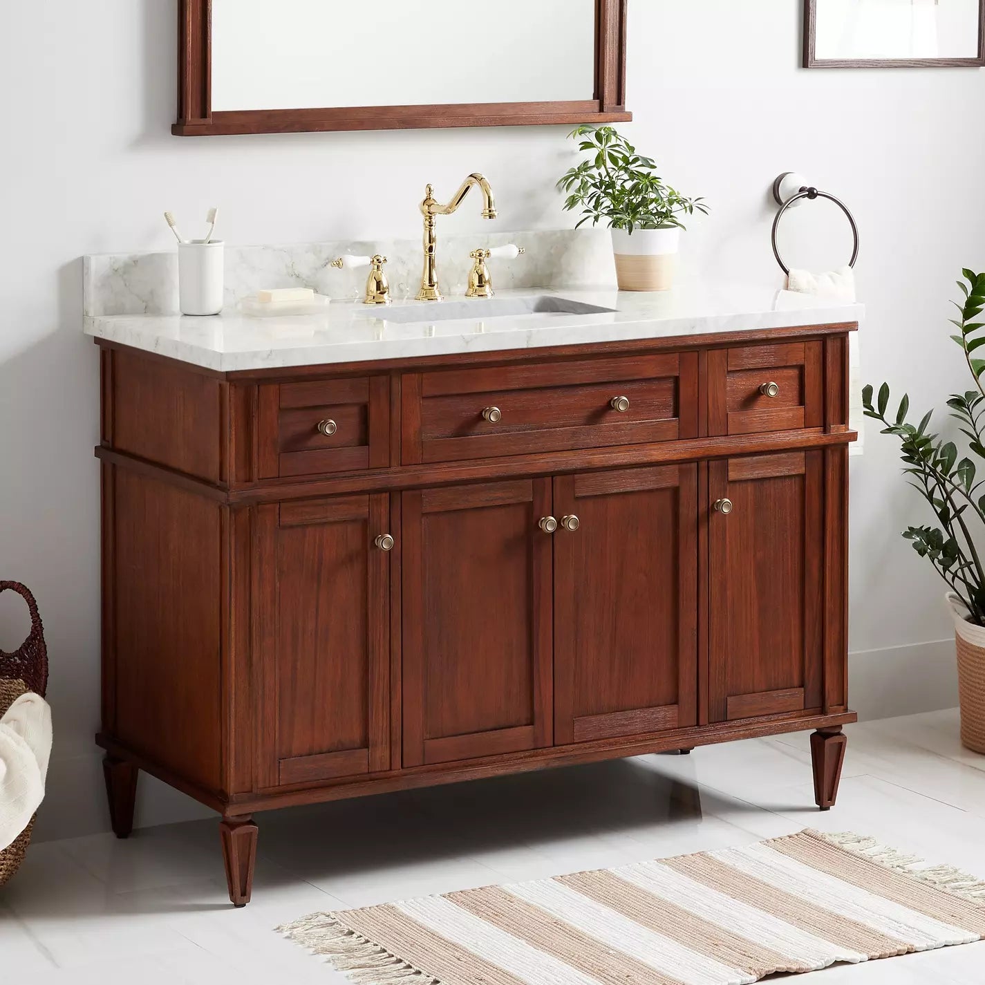Vanity for Rectangular Undermount Sink - Antique Brown